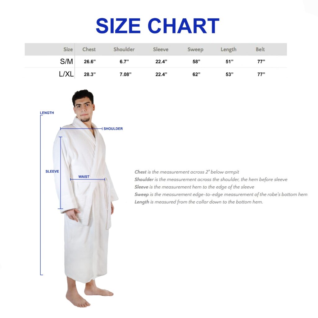 bathrobe size chart