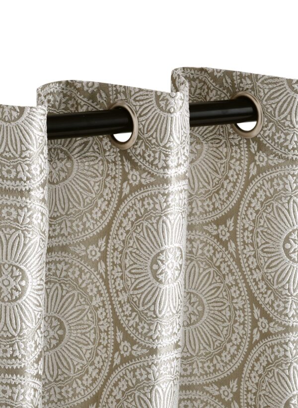 Jacquard Light Filtering Eminence Floral Medallion Grommet Curtain Panels (Set of 2) - Image 3
