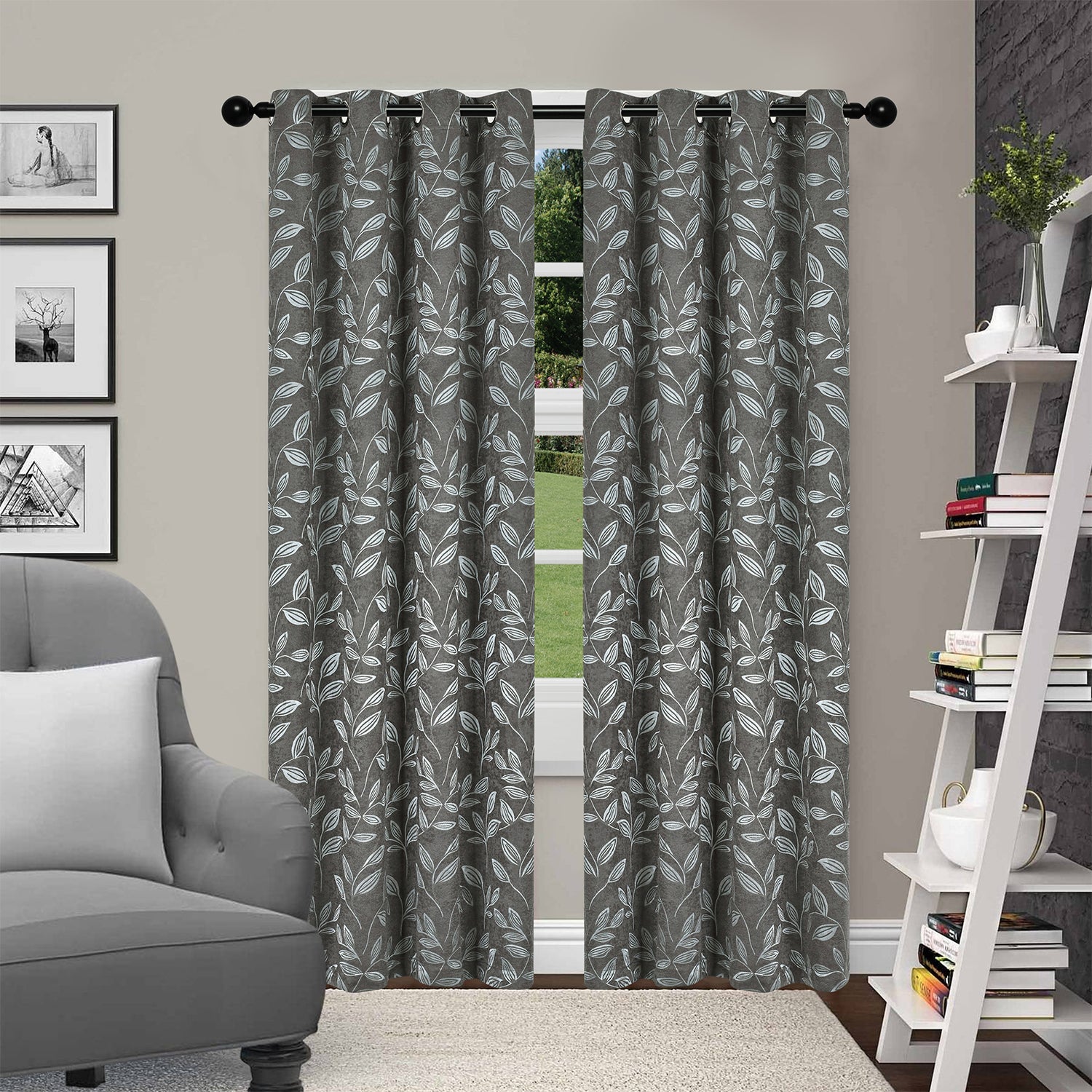 Panels 76" W x 84"L Set of 2 Mansoon Woven Jacquard Insulated Blackout Curtain 