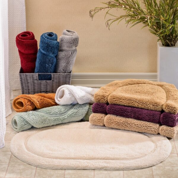 Non-Slip Cotton Oval Absorbent 2-Piece Bath Rug Set