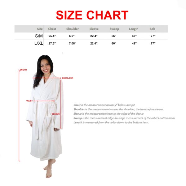 women bathrobe size chart