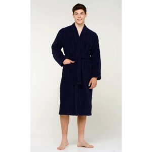 navy blue bathrobe
